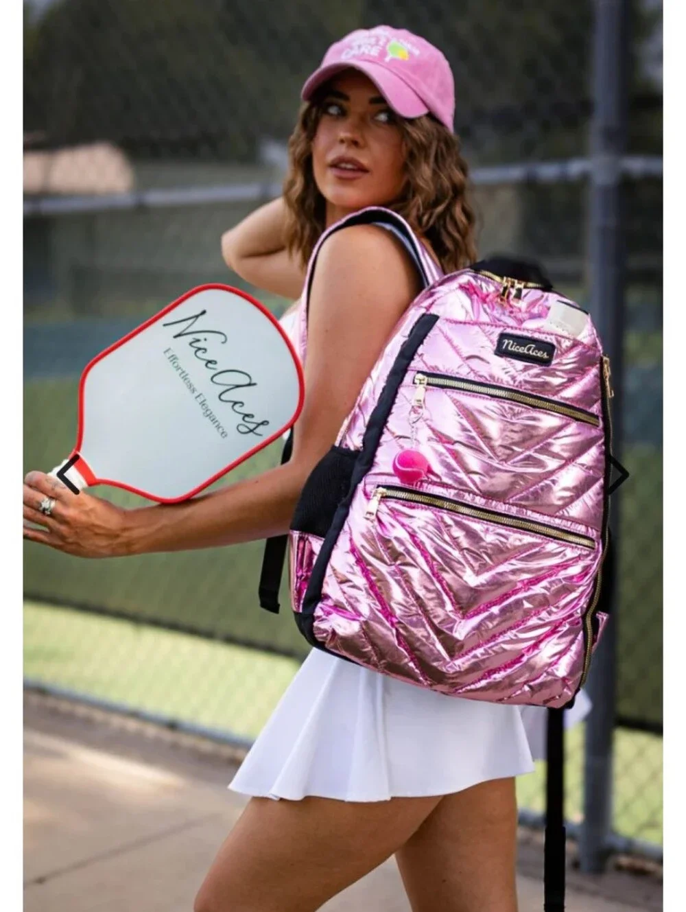 Nice Aces Emily Tennis and Pickleball Backpack Rose Sorbet Metal Zipper NWT